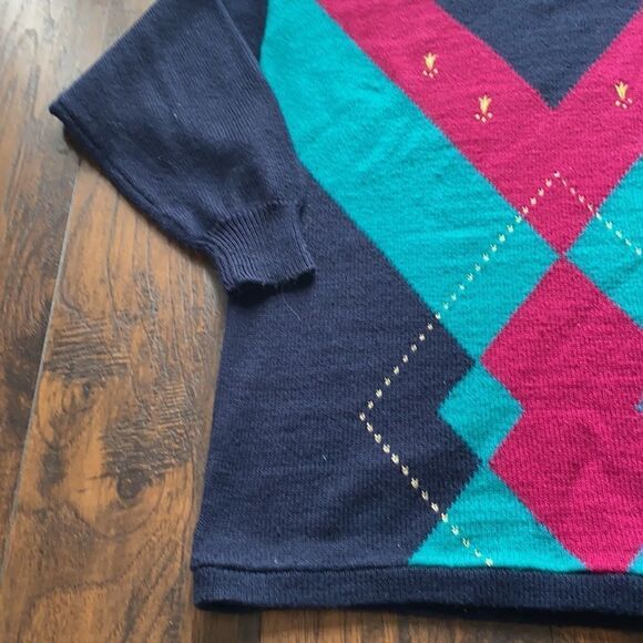 Vintage Navy 90’ s Geometric Sweater size 1X GUC - Picture 4 of 10